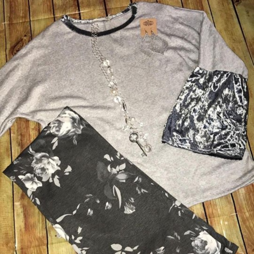 Coffee Crush Velvet Bell-Sleeve Sweatshirt Tunic